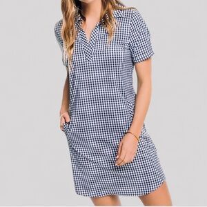 Southern Tide Kamryn Intercoastal Gingham Dress-size M-Navy-NWT Retail $148